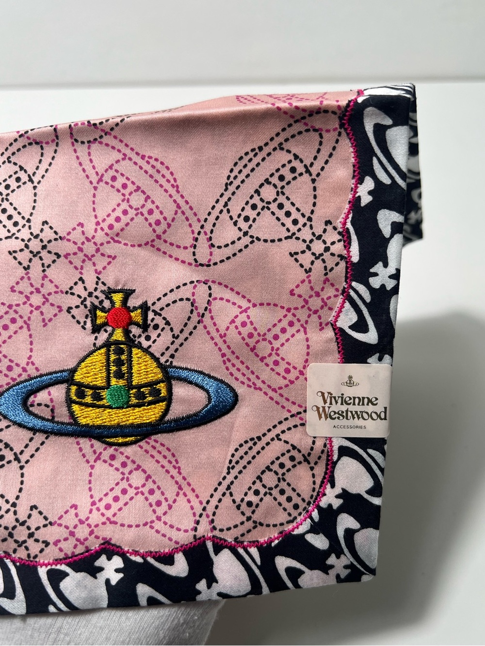 Vivienne Westwood Embroidered Orb Y2K Cotton Bandana Handkerchief Scarf - Picture 8 of 9